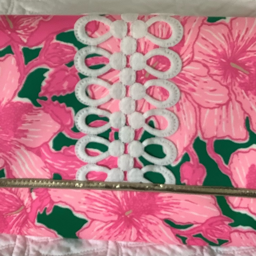 Lilly Pulitzer Floral Pink and Green Envelope Pouch
